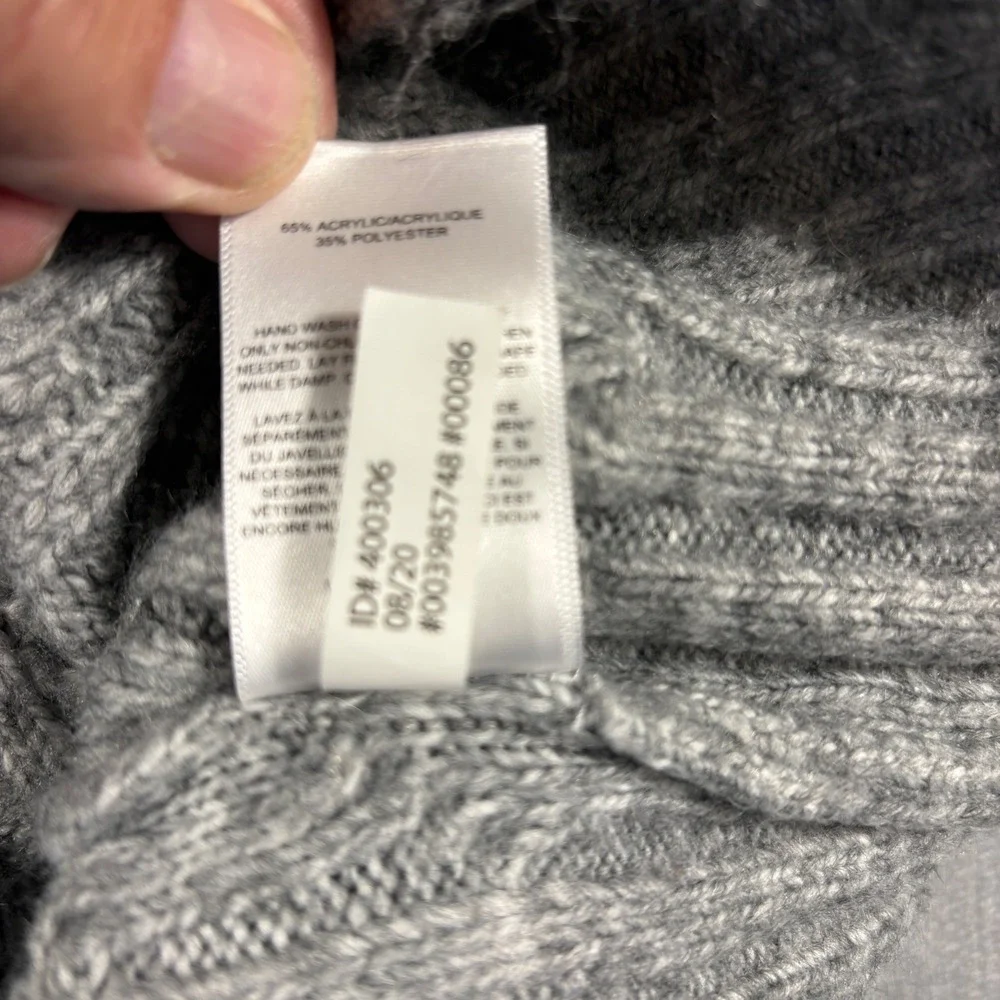 Express Mens Gray Cable Knit Mock Neck Sweater Large L Long Sleeve Pullover